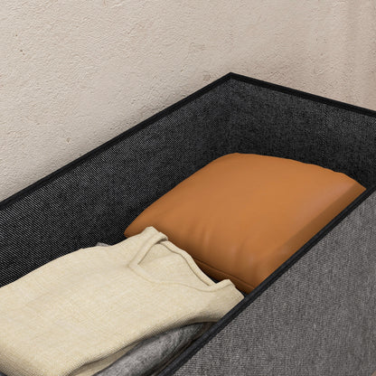 Storage Trunk for Bedroom 84L Foldable Storage Ottoman Upholstered in Synthetic Linen with Lid for Living Room 76x38x38 cm Dark Gray