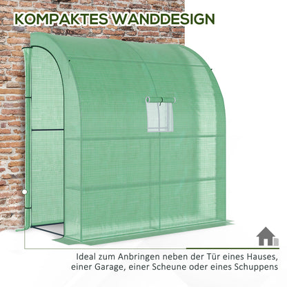 Foil Greenhouse Tomato Greenhouse with Mesh Window, Greenhouse with Roll-up Doors, Nursery with UV Protection, Green, 200 x 100 x 215 cm