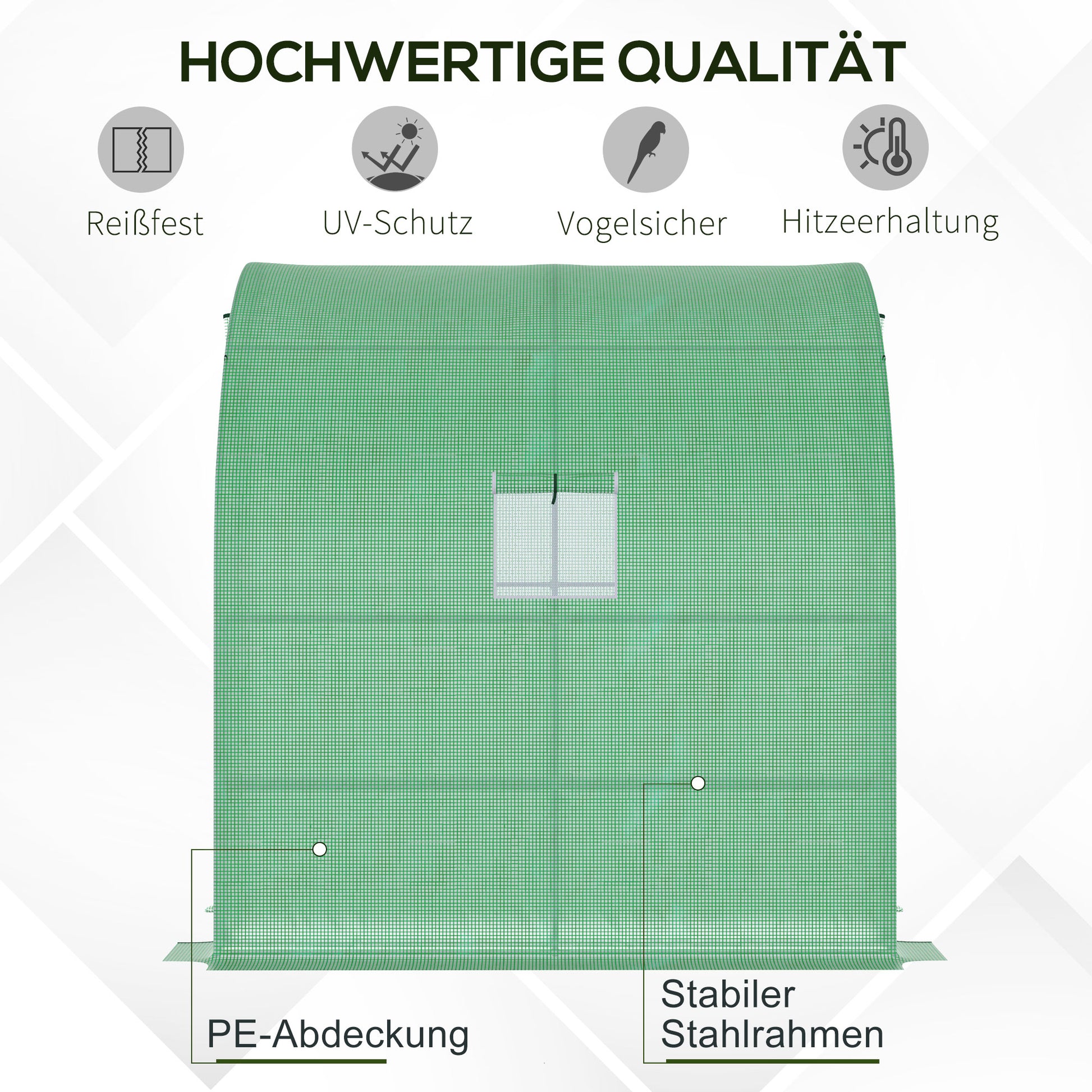 Foil Greenhouse Tomato Greenhouse with Mesh Window, Greenhouse with Roll-up Doors, Nursery with UV Protection, Green, 200 x 100 x 215 cm