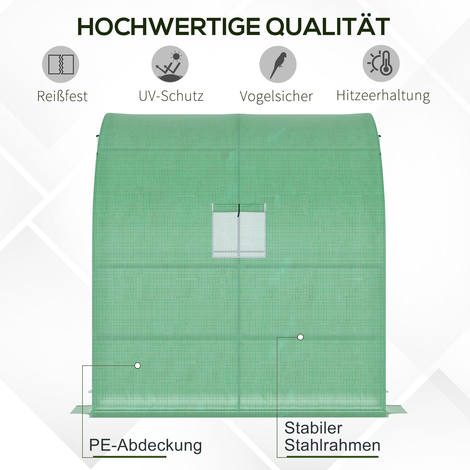 Foil Greenhouse Tomato Greenhouse with Mesh Window, Greenhouse with Roll-up Doors, Nursery with UV Protection, Green, 200 x 100 x 215 cm