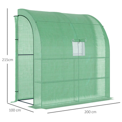 Foil Greenhouse Tomato Greenhouse with Mesh Window, Greenhouse with Roll-up Doors, Nursery with UV Protection, Green, 200 x 100 x 215 cm