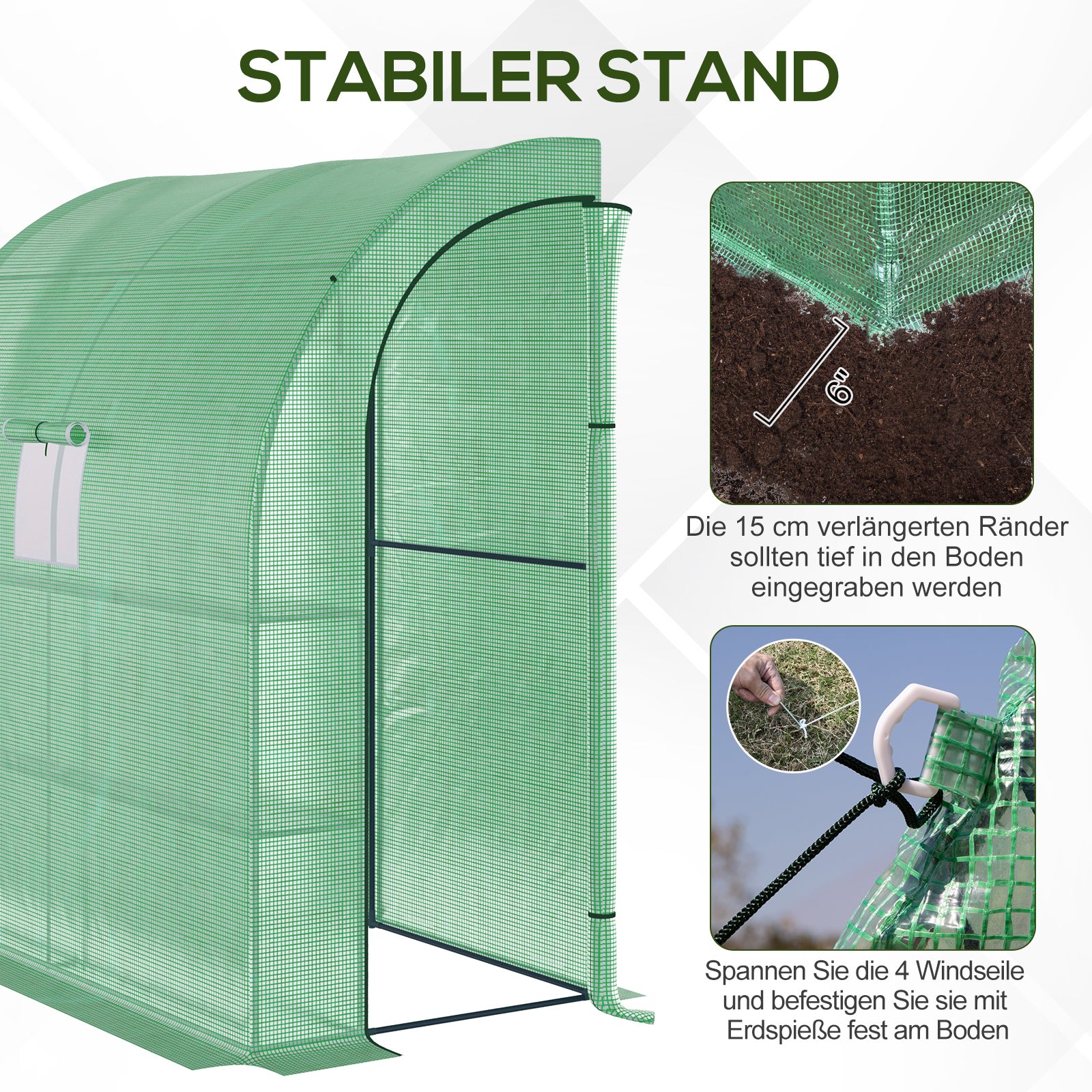 Foil Greenhouse Tomato Greenhouse with Mesh Window, Greenhouse with Roll-up Doors, Nursery with UV Protection, Green, 200 x 100 x 215 cm