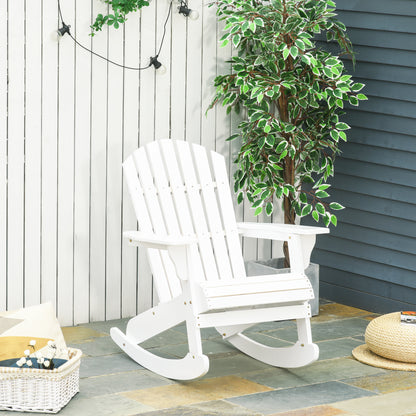 Adirondack Garden Chair Rocking Chair Rocking Armchair Garden Chair Balcony Chair White 77 x 94 x 97 cm