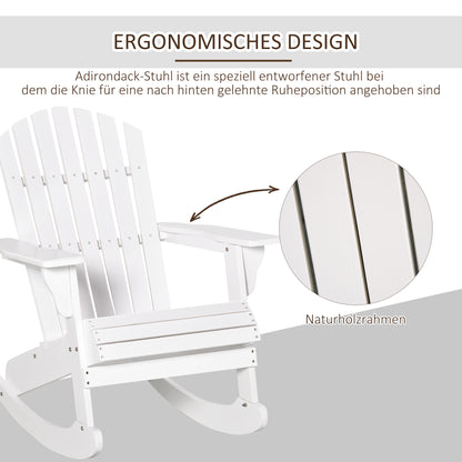 Adirondack Garden Chair Rocking Chair Rocking Armchair Garden Chair Balcony Chair White 77 x 94 x 97 cm