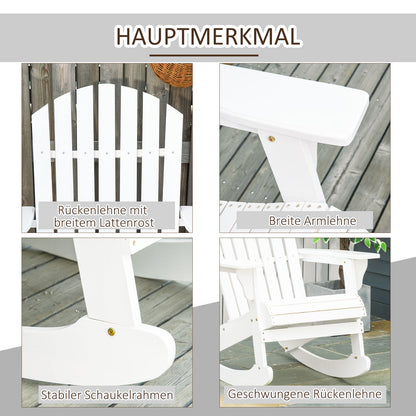 Adirondack Garden Chair Rocking Chair Rocking Armchair Garden Chair Balcony Chair White 77 x 94 x 97 cm