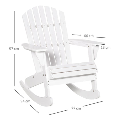 Adirondack Garden Chair Rocking Chair Rocking Armchair Garden Chair Balcony Chair White 77 x 94 x 97 cm