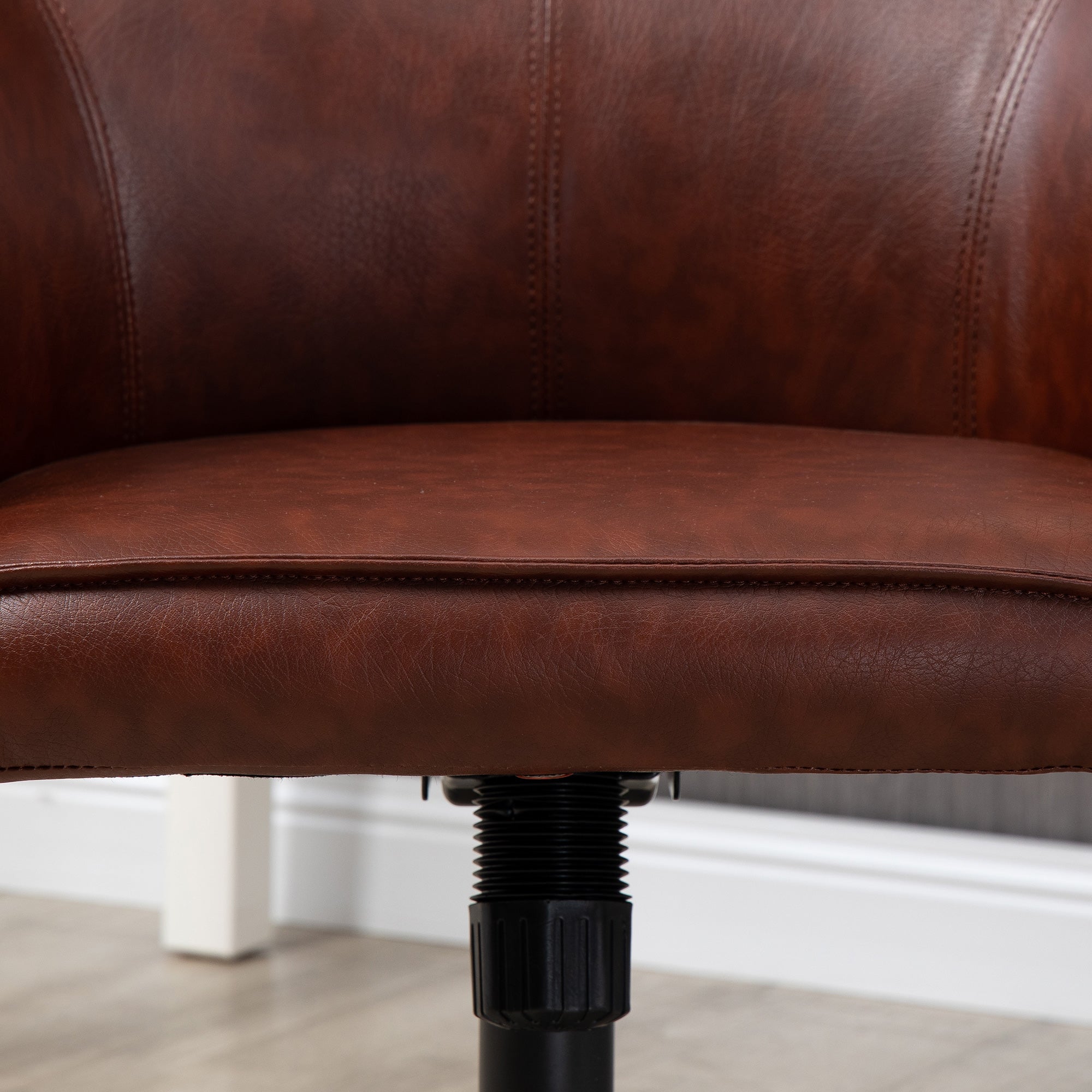 Office Chair with Tilt Function, Casters, Faux Leather Desk Chair, 83-91 cm Height Adjustable Swivel Chair for Living Room, Up to 120 kg Load Capacity, Brown