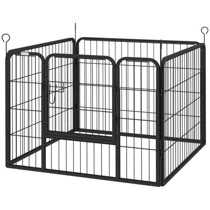 4-Panel Dog Playpen 82x82x60 cm Foldable Pet Playpen with Latch Door and Metal Frame for Indoor and Outdoor Gray