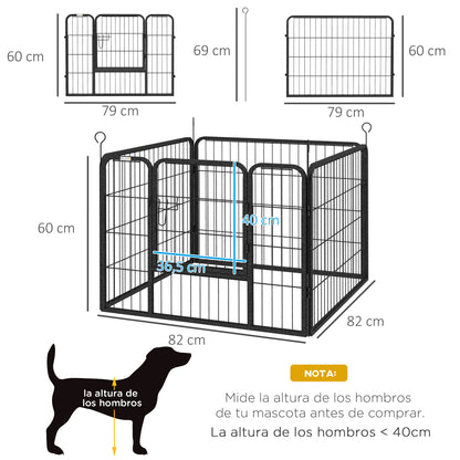 4-Panel Dog Playpen 82x82x60 cm Foldable Pet Playpen with Latch Door and Metal Frame for Indoor and Outdoor Gray