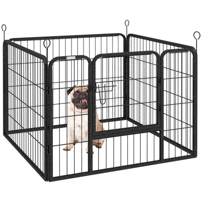 4-Panel Dog Playpen 82x82x60 cm Foldable Pet Playpen with Latch Door and Metal Frame for Indoor and Outdoor Gray