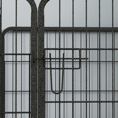 4-Panel Dog Playpen 82x82x60 cm Foldable Pet Playpen with Latch Door and Metal Frame for Indoor and Outdoor Gray