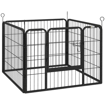 4-Panel Dog Playpen 82x82x60 cm Foldable Pet Playpen with Latch Door and Metal Frame for Indoor and Outdoor Gray