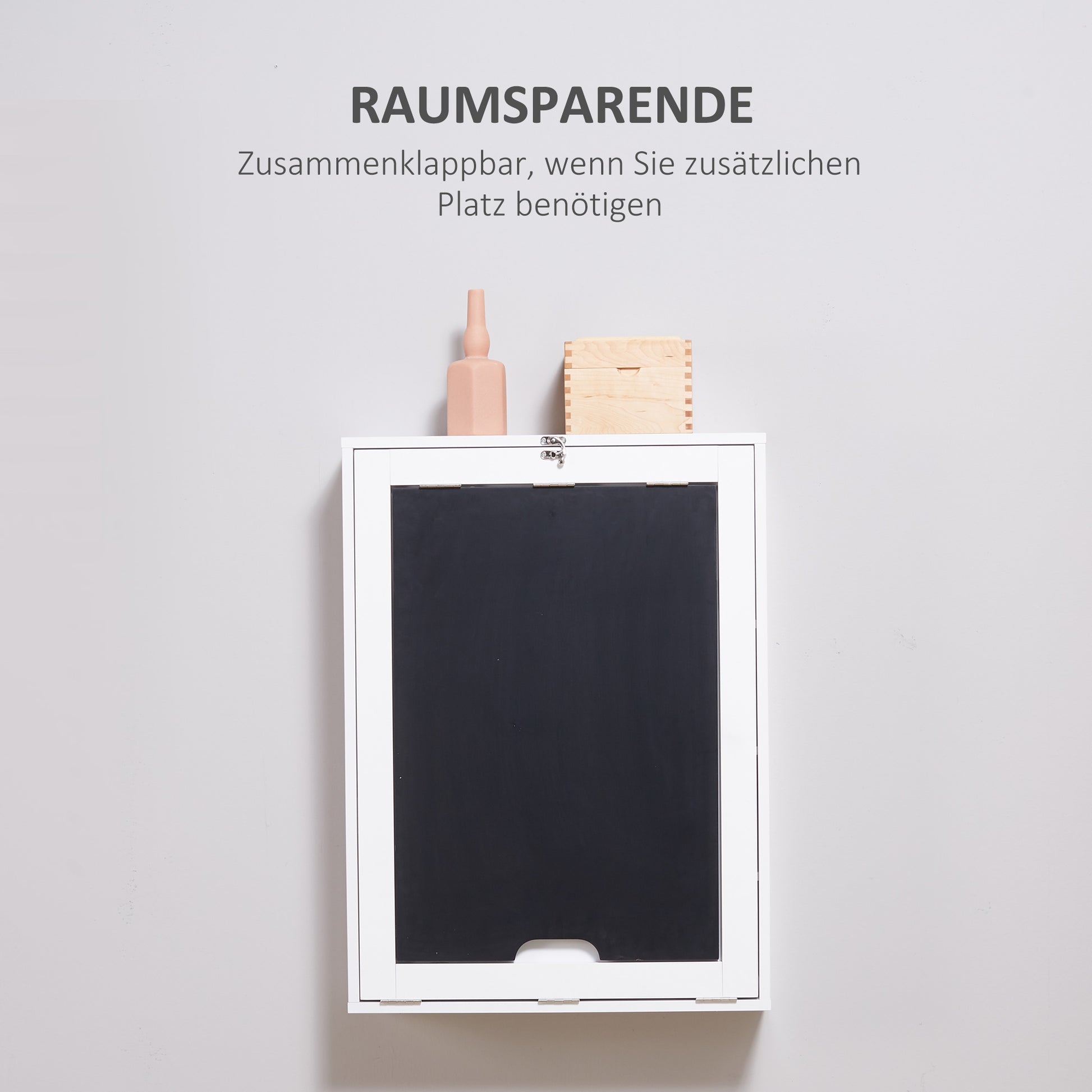 Desk Wall Table Wall Folding Table with Blackboard, 5 Compartments, Foldable Writing Desk Folding Computer Desk for Office White+Black 60 x 94.5 x 147 cm
