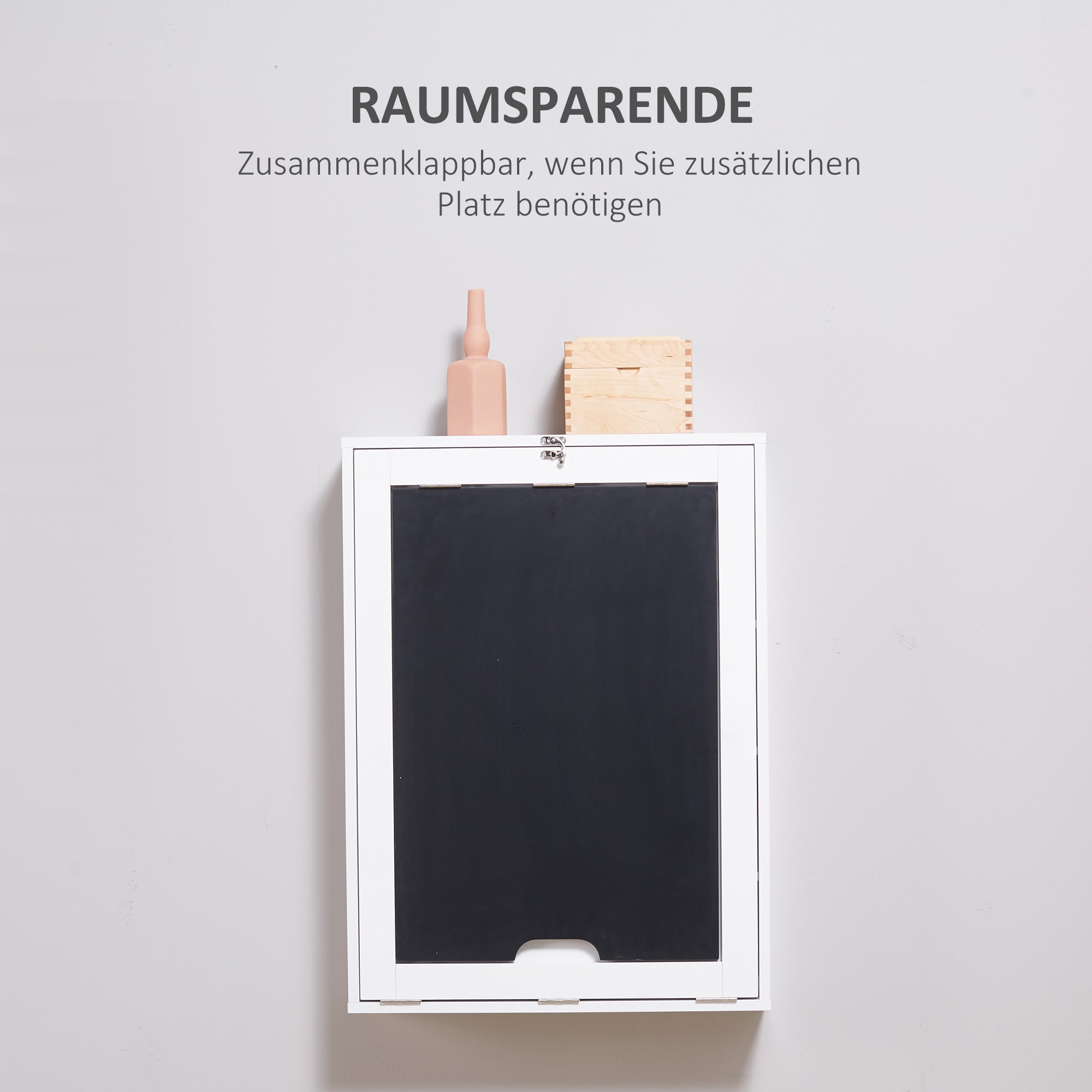Desk Wall Table Wall Folding Table with Blackboard, 5 Compartments, Foldable Writing Desk Folding Computer Desk for Office White+Black 60 x 94.5 x 147 cm