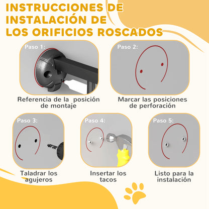 Steel Dog Barrier 206x90 cm Pet Gate Foldable 3 Panel with Double Lock and Auxiliary Locking Function for Doorway Hallway Stairway White