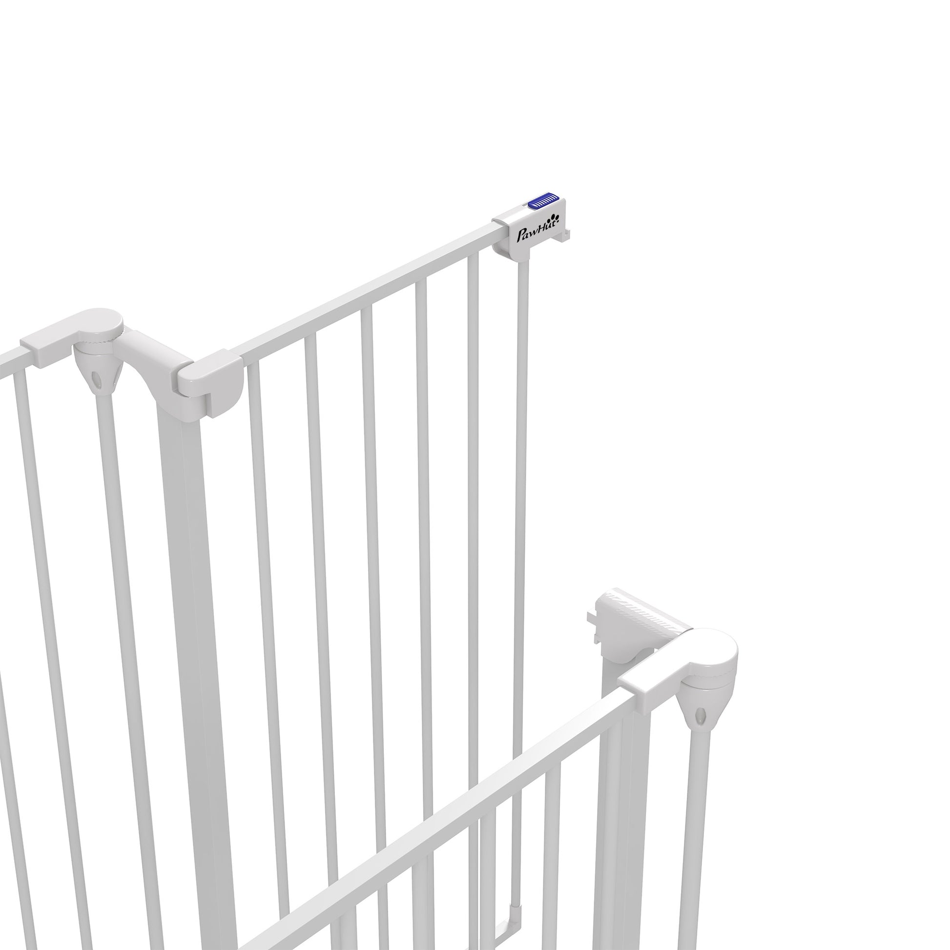 Steel Dog Barrier 206x90 cm Pet Gate Foldable 3 Panel with Double Lock and Auxiliary Locking Function for Doorway Hallway Stairway White