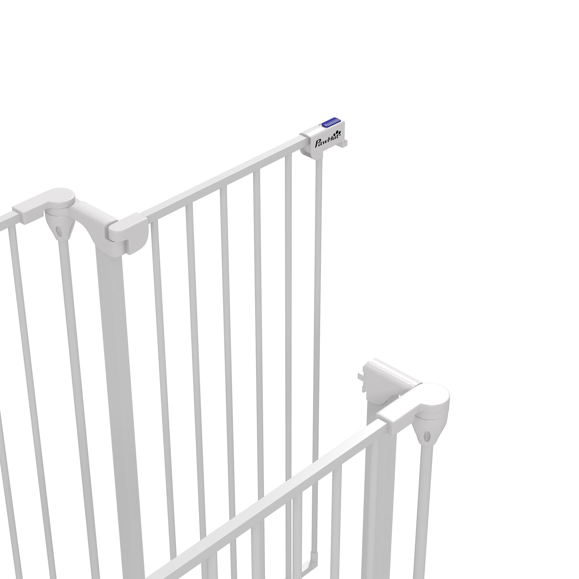 Steel Dog Barrier 206x90 cm Pet Gate Foldable 3 Panel with Double Lock and Auxiliary Locking Function for Doorway Hallway Stairway White
