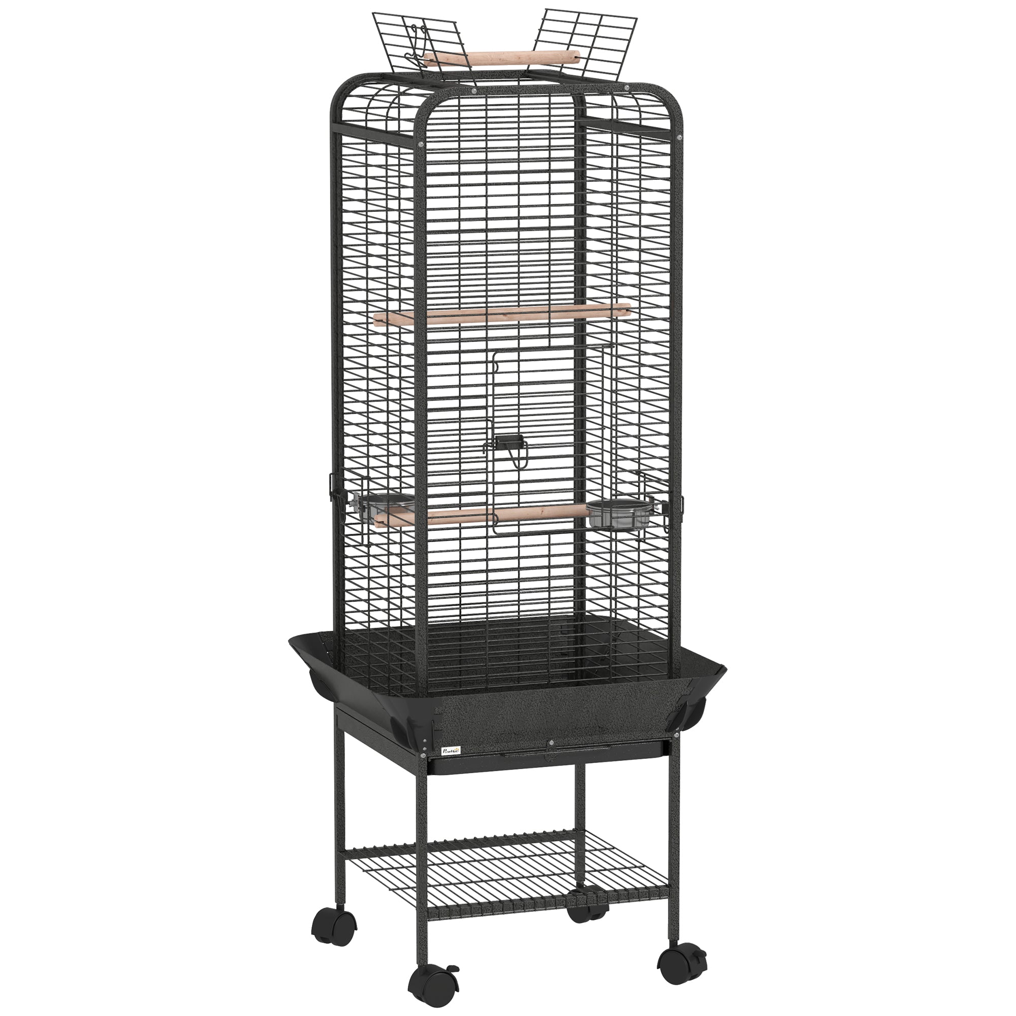 Birdcage for Birds Parrot Cage with Wheels Perches Feeders Shelf and Removable Tray Birdcage for Cockatoos Parrots 62.5x62.5x146 cm Dark Gray