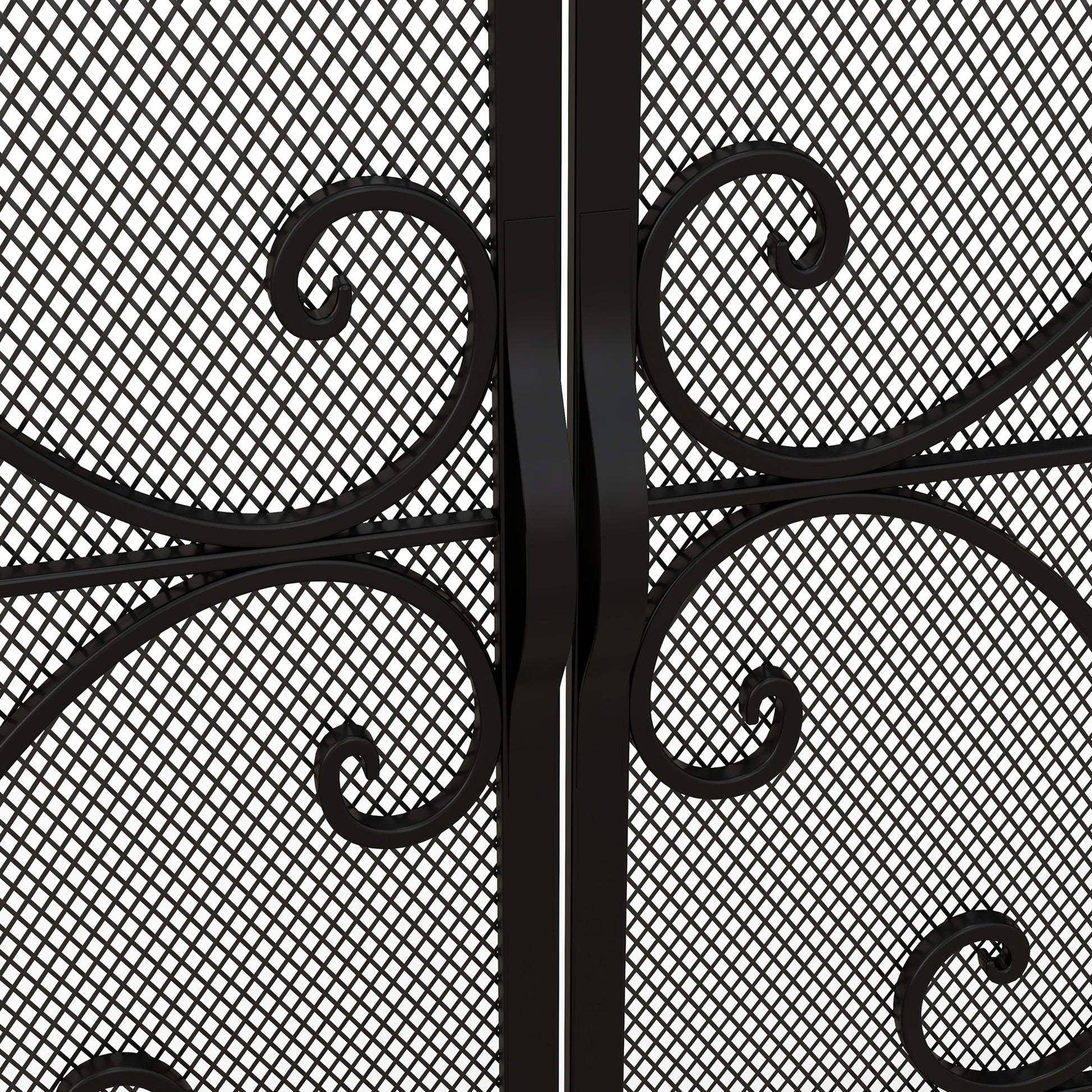 Spark Guard, Fireplace Screen, Fireplace Spark Guard, Fire Screen with Magnetic Doors, Fireplace Spark Protection, Hearth Guard, Decorative Mesh, Steel, 105 x 80.5 cm, Black