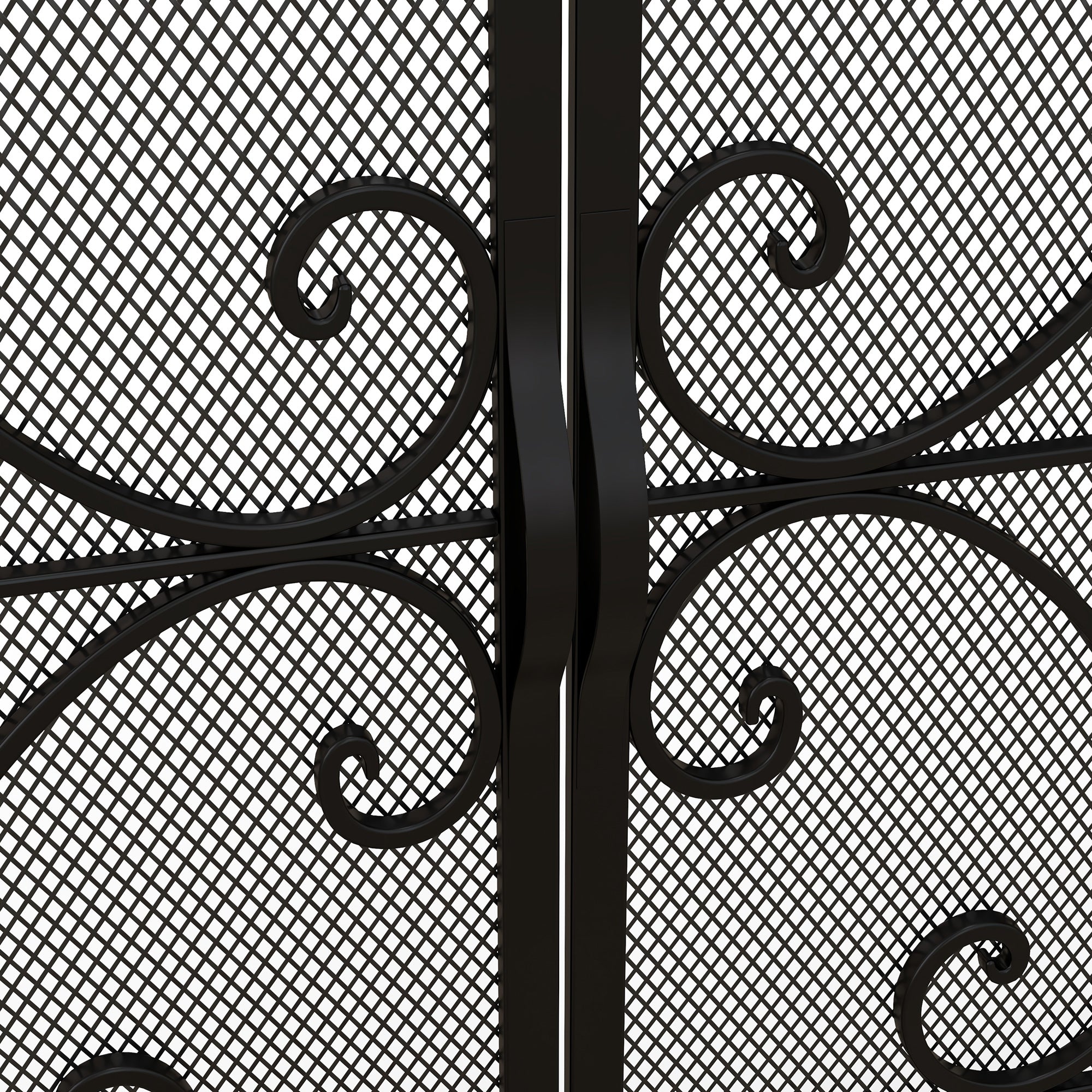 Spark Guard, Fireplace Screen, Fireplace Spark Guard, Fire Screen with Magnetic Doors, Fireplace Spark Protection, Hearth Guard, Decorative Mesh, Steel, 105 x 80.5 cm, Black