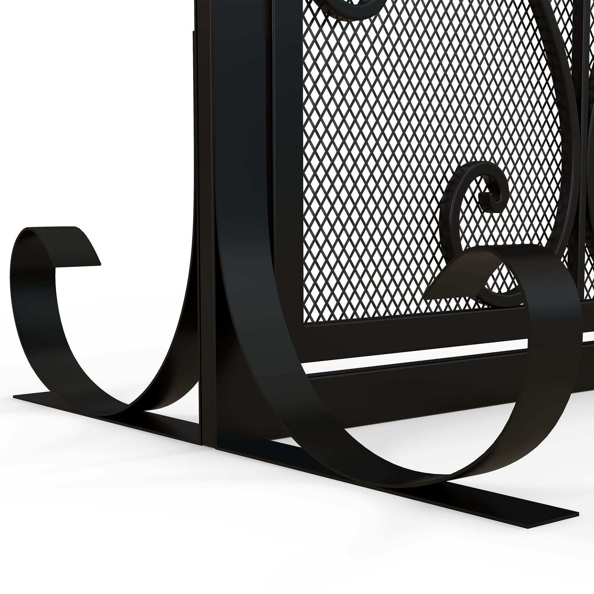 Spark Guard, Fireplace Screen, Fireplace Spark Guard, Fire Screen with Magnetic Doors, Fireplace Spark Protection, Hearth Guard, Decorative Mesh, Steel, 105 x 80.5 cm, Black