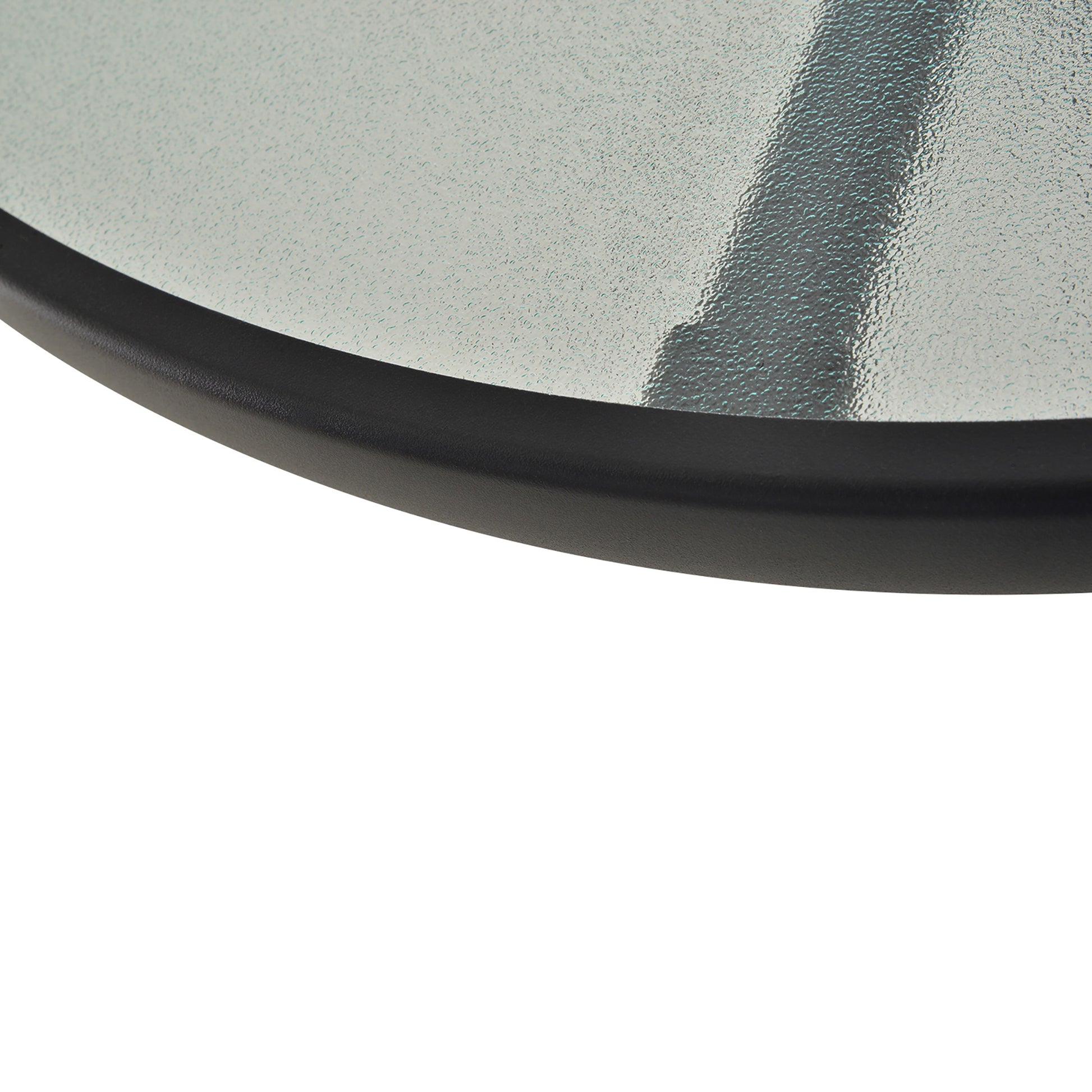 Round Garden Table Tempered Glass Dining Table with Umbrella Hole and Metal Structure for Patio Terrace Balcony Outdoor Ø80x72 cm Black
