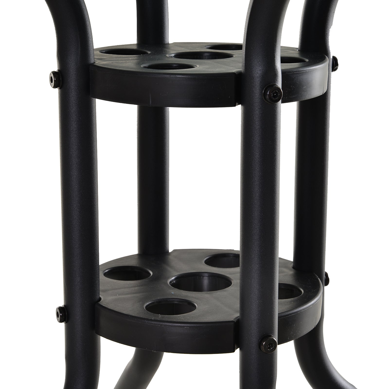 Round Garden Table Tempered Glass Dining Table with Umbrella Hole and Metal Structure for Patio Terrace Balcony Outdoor Ø80x72 cm Black