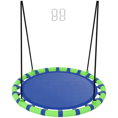 Round Children's Swing Outdoor Garden Adjustable Kids Swing Waterproof Load 150 kg Ø100x180 cm Blue and Green