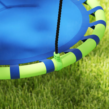 Round Children's Swing Outdoor Garden Adjustable Kids Swing Waterproof Load 150 kg Ø100x180 cm Blue and Green