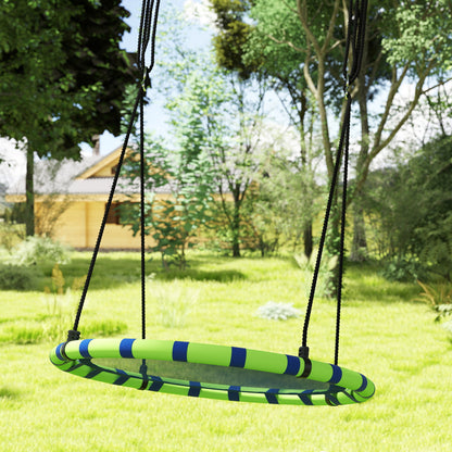 Round Children's Swing Outdoor Garden Adjustable Kids Swing Waterproof Load 150 kg Ø100x180 cm Blue and Green
