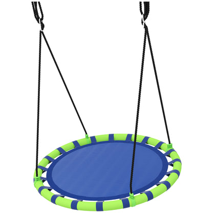 Round Children's Swing Outdoor Garden Adjustable Kids Swing Waterproof Load 150 kg Ø100x180 cm Blue and Green
