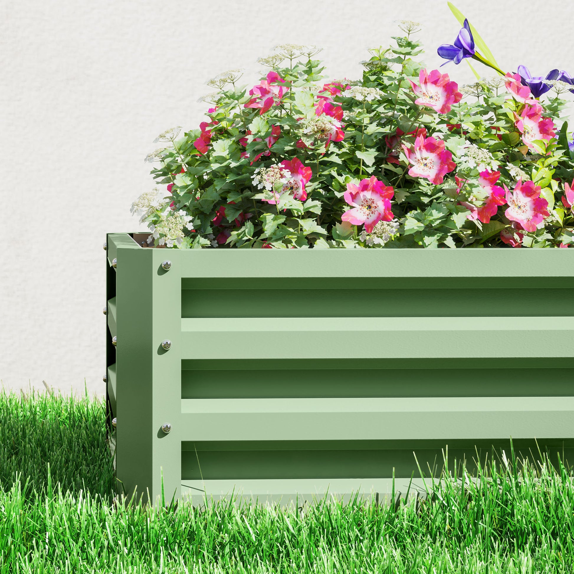 Raised Bed Steel, Plant Bed Cold Frame with Open Bottom Garden Bed Planter Vegetable Bed 120x60x30.5 cm for Garden Balcony Terrace, Planter Box for Flowers, Plants, Fruit, Vegetables