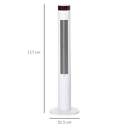 Tower Fan with 3 Speeds 4 Modes, 45W, 12h Timer, 70° Oscillating Tower Fan, LED Panel and Remote Control, White