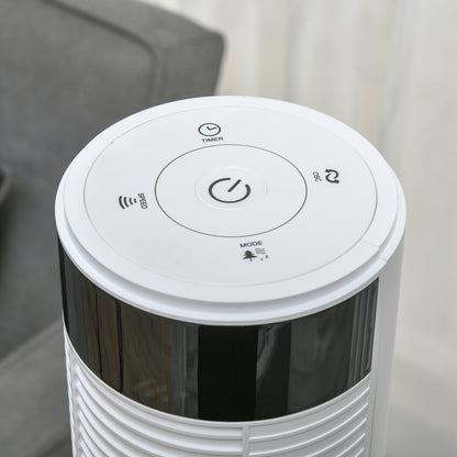 Tower Fan with 3 Speeds 4 Modes, 45W, 12h Timer, 70° Oscillating Tower Fan, LED Panel and Remote Control, White
