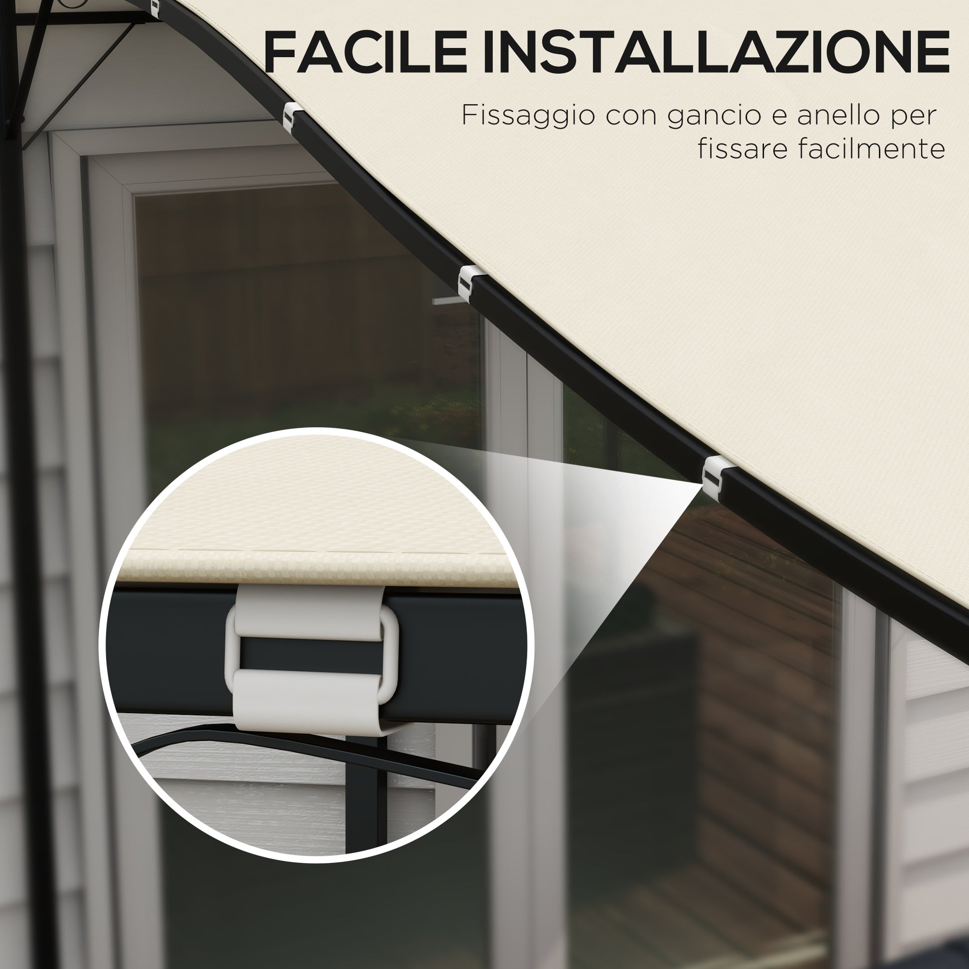Replacement Canopy for Garden Pergola 3x3 m with 16 Drainage Holes, Hooks, and Rings, Polyester Gazebo Pergola Cover, Beige
