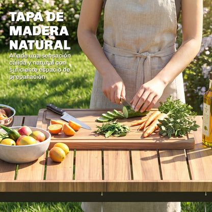 2-Tier Mobile BBQ Cart with Wood-Effect Top, Drink Holder, Hooks & Wheels — Black/Brown