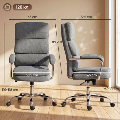 Ergonomic Chenille Office Chair with Padded Armrests, Adjustable Height & Tilt, 360° Swivel, Gray