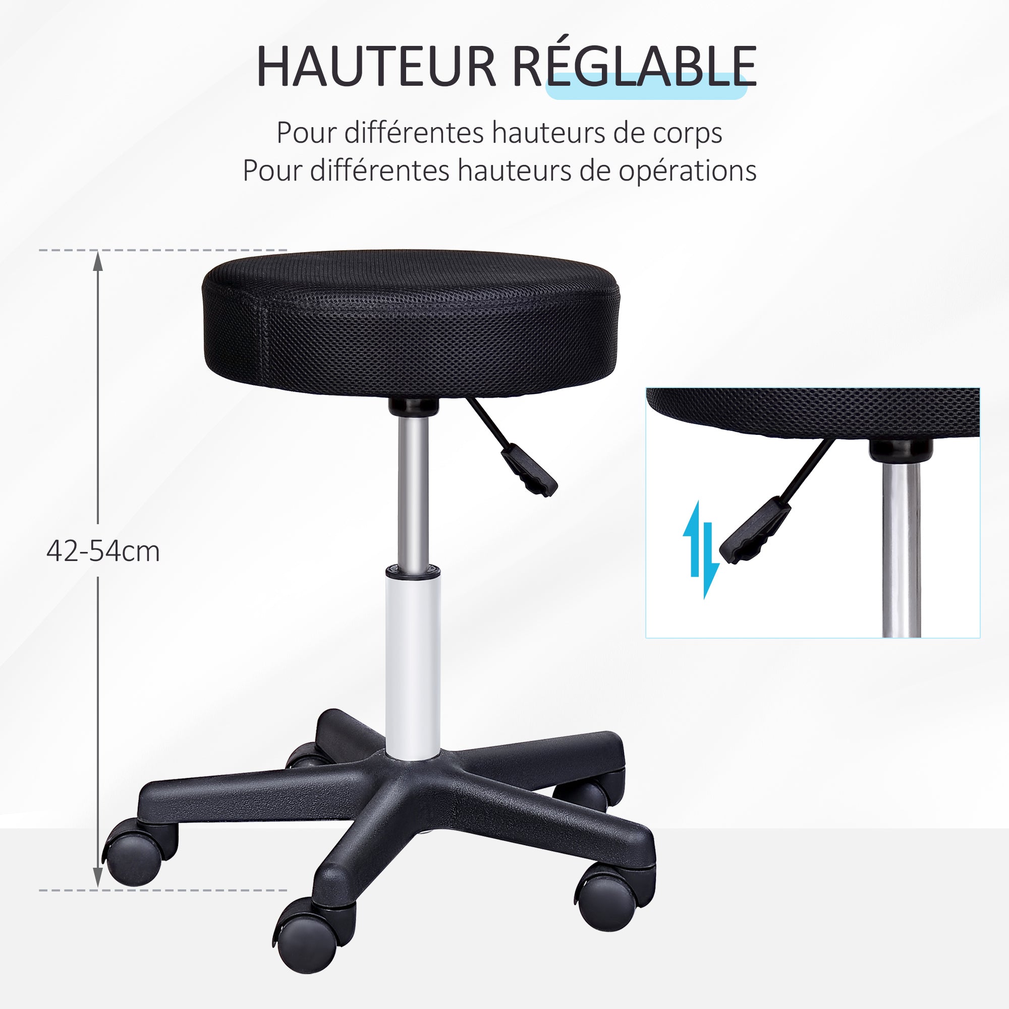 Height Adjustable Swivel Massage Stool with Three Color Protective Covers