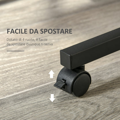 Industrial Style C-Shaped Living Room Table, Adjustable Height Design Nightstand, 3 Shelves and 4 Wheels with Brake, Rustic Brown