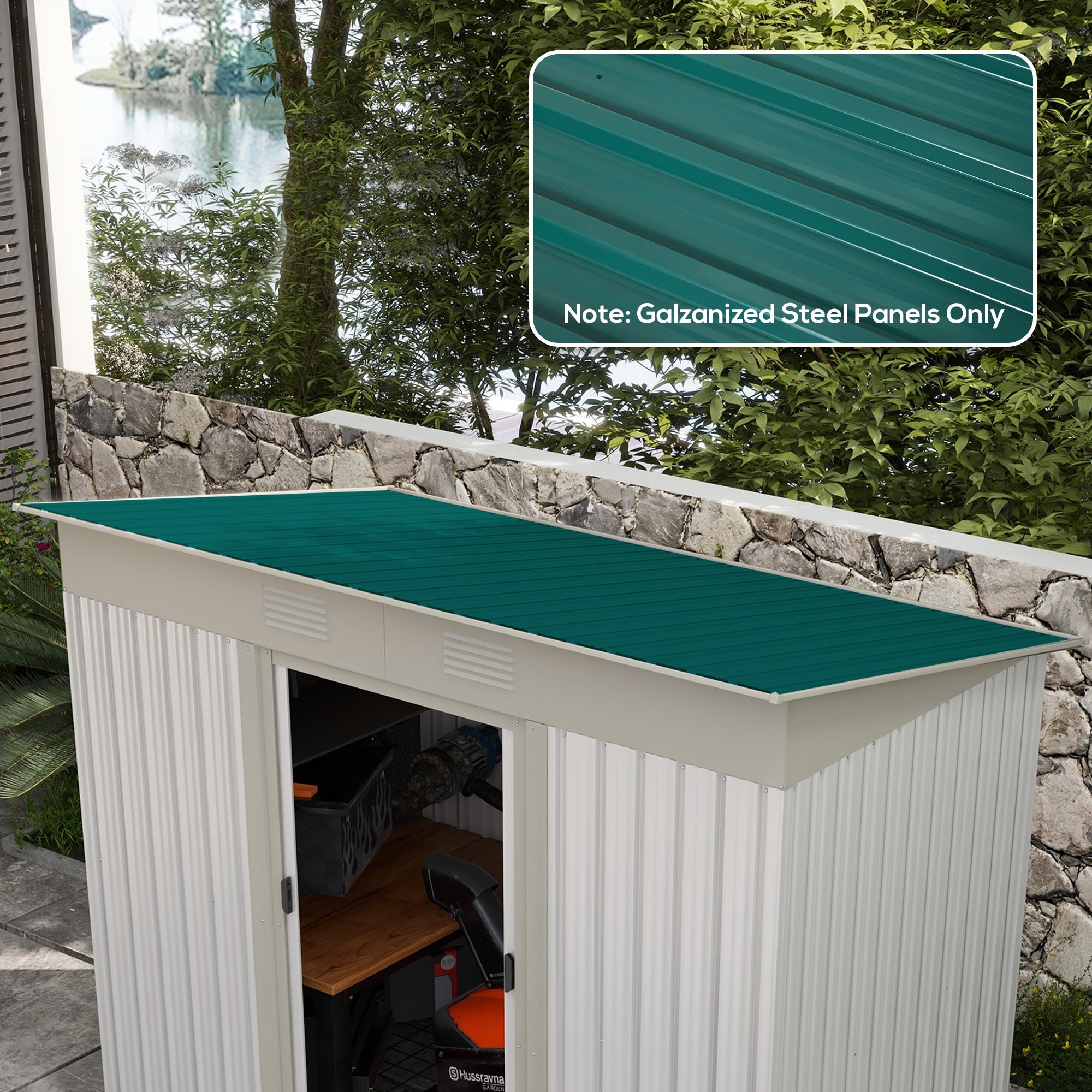12 Pieces Trapezoidal Sheet 129x45cm 7m² Galvanized Roof Sheet 0.25mm Weather Resistant Profile Sheet Galvanized Steel Roof Panels Steel Sheet Corrugated Sheets for Roof Tool Shed Carport Green