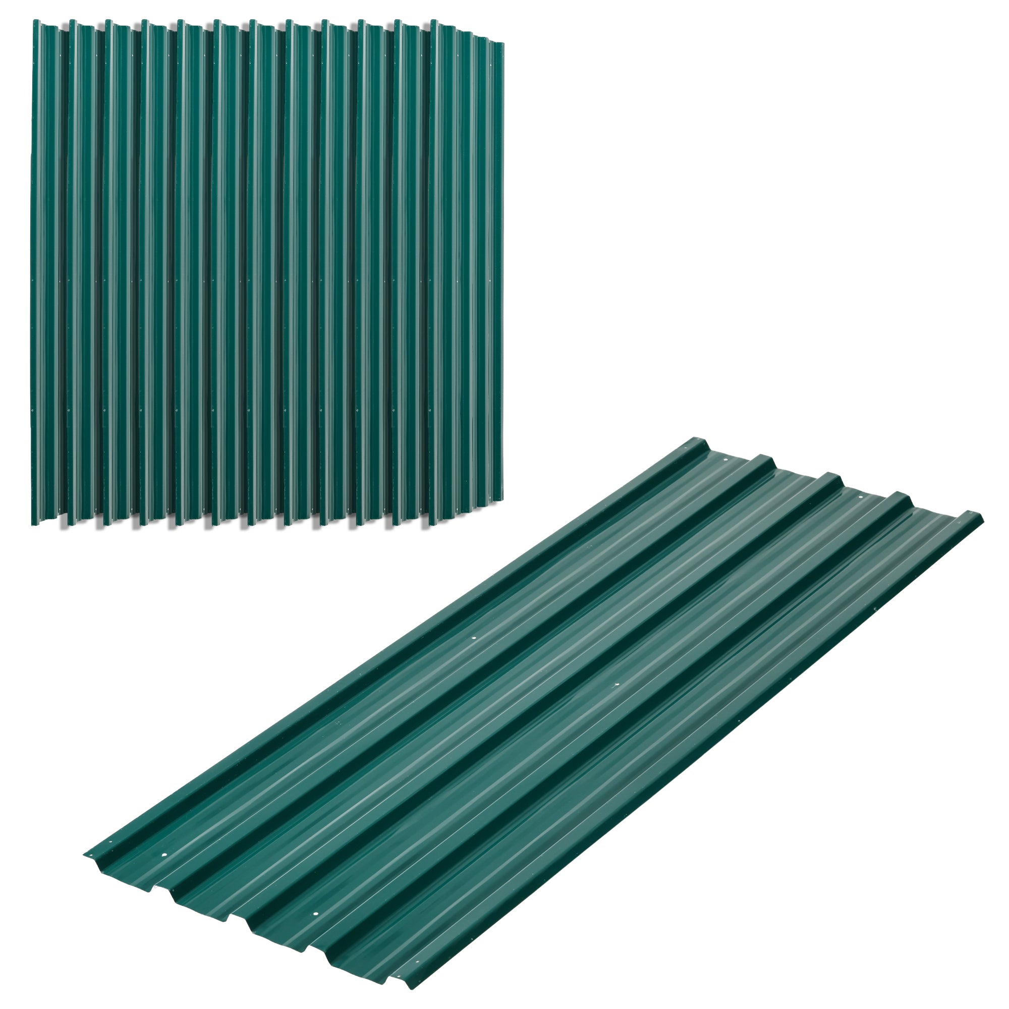 12 Pieces Trapezoidal Sheet 129x45cm 7m² Galvanized Roof Sheet 0.25mm Weather Resistant Profile Sheet Galvanized Steel Roof Panels Steel Sheet Corrugated Sheets for Roof Tool Shed Carport Green