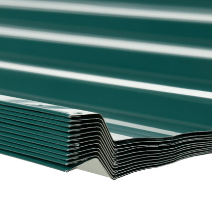 12 Pieces Trapezoidal Sheet 129x45cm 7m² Galvanized Roof Sheet 0.25mm Weather Resistant Profile Sheet Galvanized Steel Roof Panels Steel Sheet Corrugated Sheets for Roof Tool Shed Carport Green