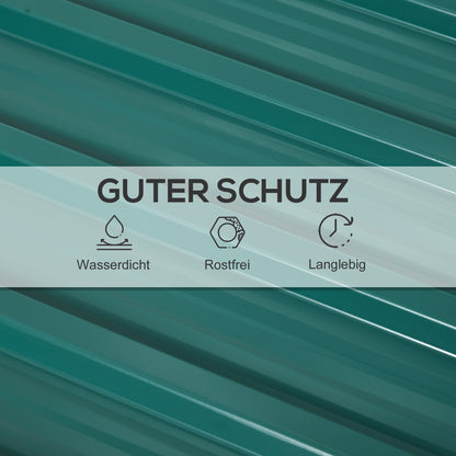 12 Pieces Trapezoidal Sheet 129x45cm 7m² Galvanized Roof Sheet 0.25mm Weather Resistant Profile Sheet Galvanized Steel Roof Panels Steel Sheet Corrugated Sheets for Roof Tool Shed Carport Green