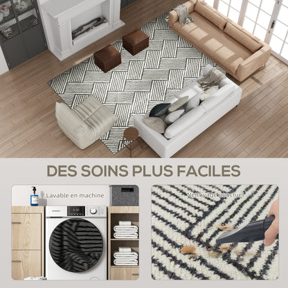 Living Room Rug 230 x 160 cm Short Pile Machine Washable Hypoallergenic Rug for Living Room, Bedroom, Office, Light Gray