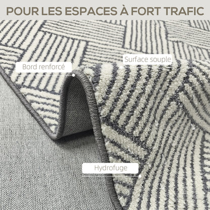 Living Room Rug 230 x 160 cm Short Pile Machine Washable Hypoallergenic Rug for Living Room, Bedroom, Office, Light Gray