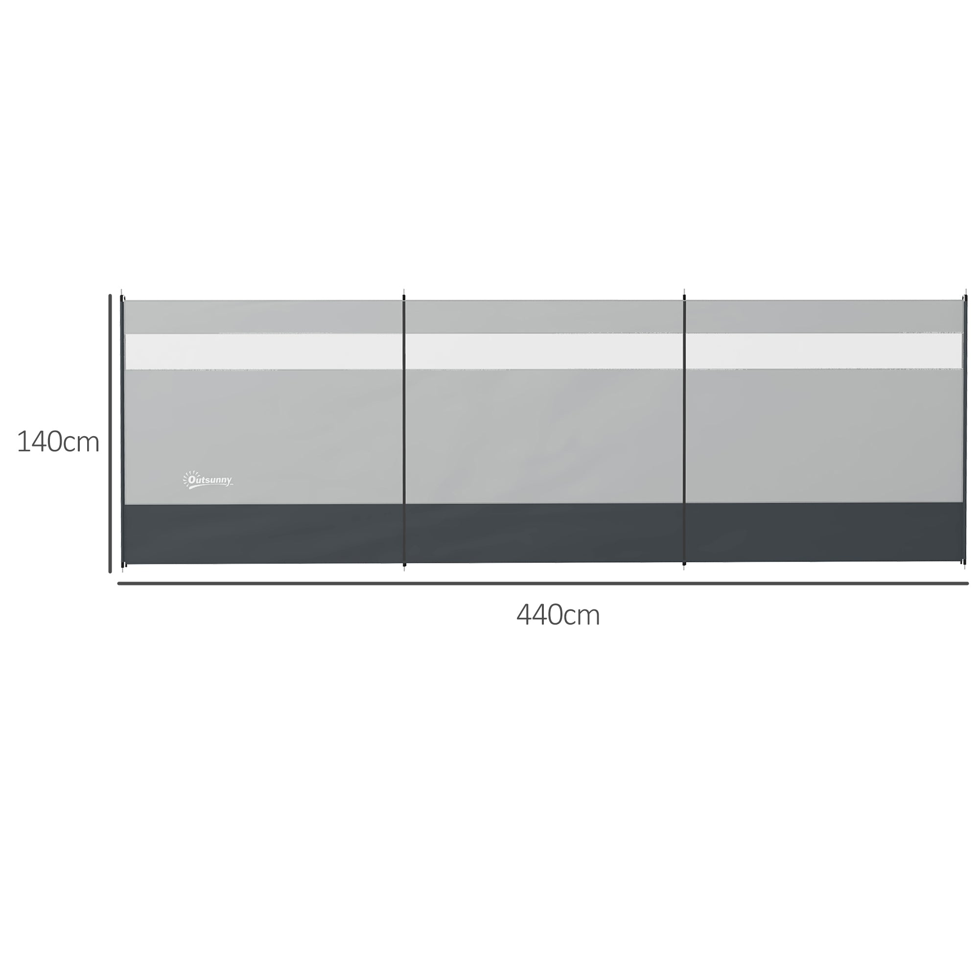 Foldable Windbreak Camping Privacy Screen with Light Window Heringen Ropes Windshield Fence Beach Windshield Beach Protection for Camping Garden, Beach, Patio 440 x 140 cm Gray