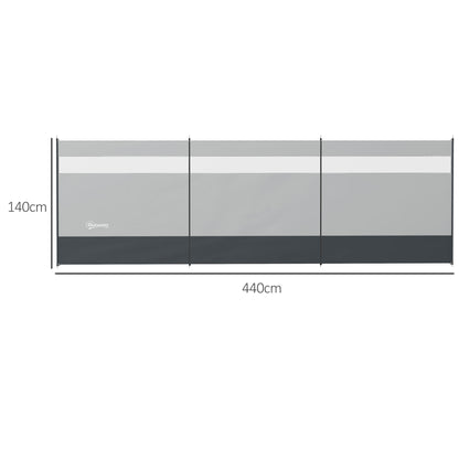 Foldable Windbreak Camping Privacy Screen with Light Window Heringen Ropes Windshield Fence Beach Windshield Beach Protection for Camping Garden, Beach, Patio 440 x 140 cm Gray