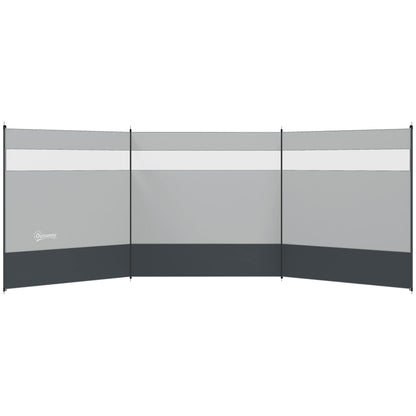 Foldable Windbreak Camping Privacy Screen with Light Window Heringen Ropes Windshield Fence Beach Windshield Beach Protection for Camping Garden, Beach, Patio 440 x 140 cm Gray