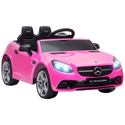 Electric Car for Kids 3+ Years Mercedes SLC 300 12V Electric Car with Remote Control LED Headlights Horn Music Pink