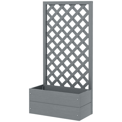 Planter with Back Trellis and Drainage Slot, Composite Wood Planter for Outdoor, 65x33.5x135 cm, Gray